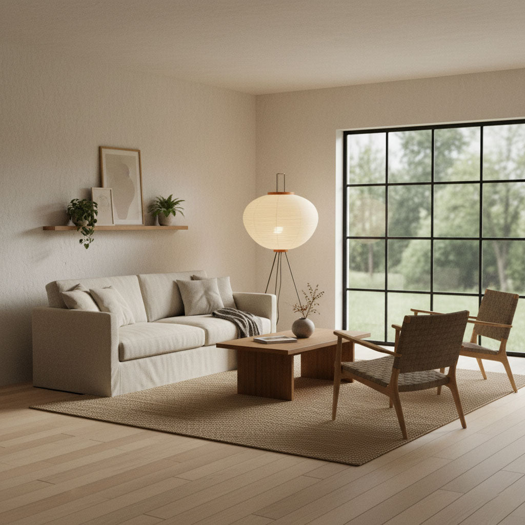 Akari 10A Rice Paper Floor Lamp, Japanese style, suitable for study, bedroom, and living spaces