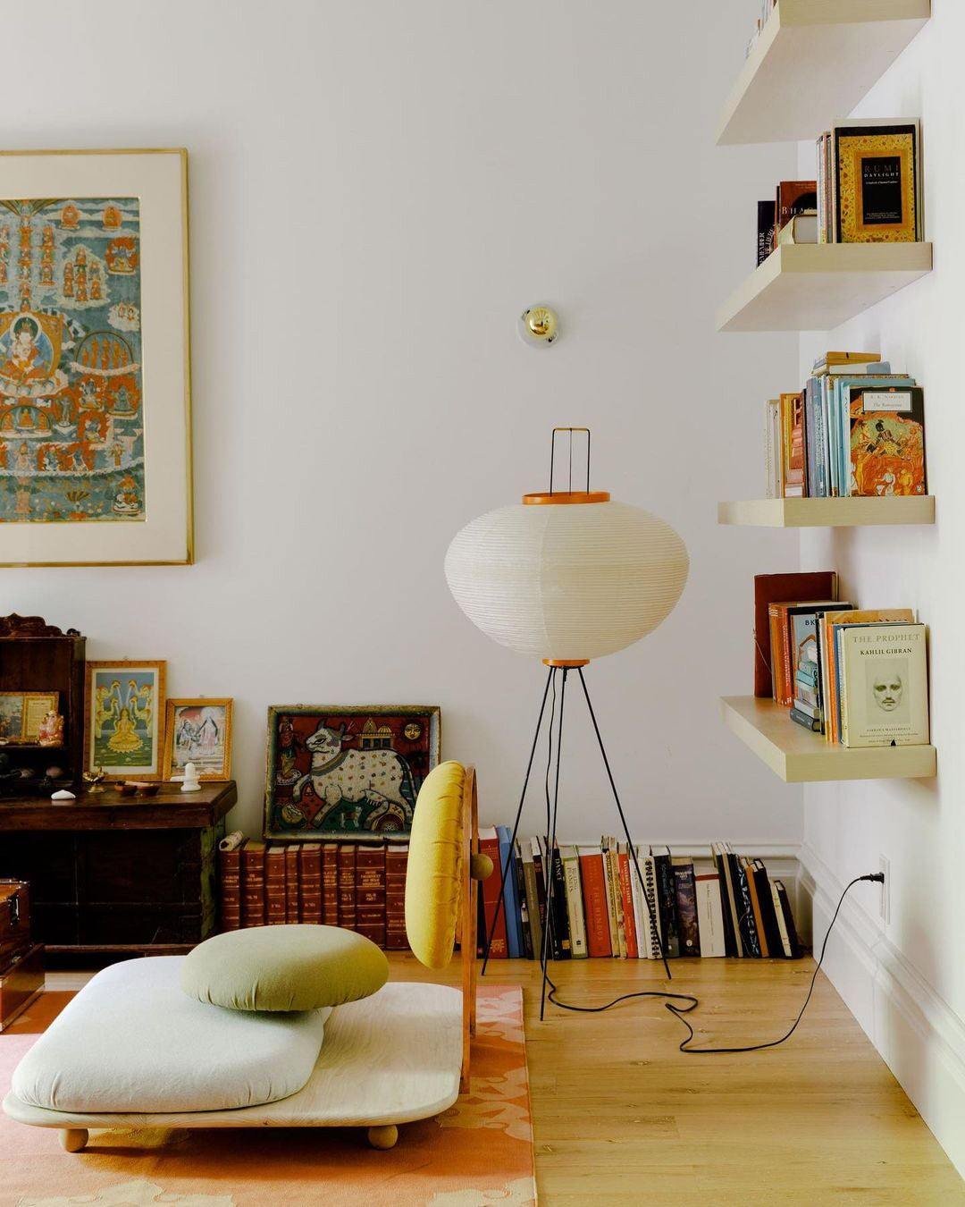 Akari 10A Rice Paper Floor Lamp, Japanese style, suitable for study, bedroom, and living spaces