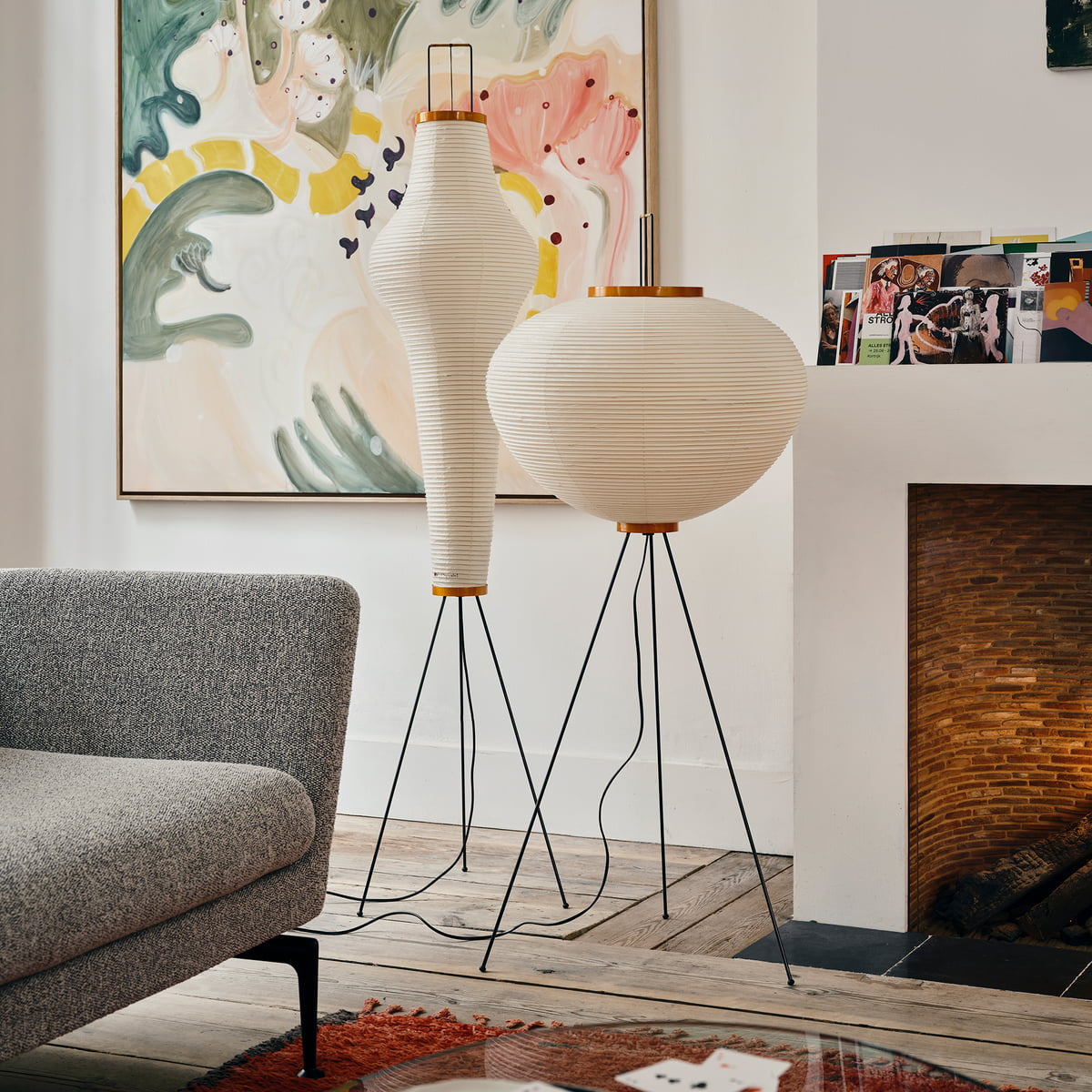 Akari 10A Rice Paper Floor Lamp, Japanese style, suitable for study, bedroom, and living spaces