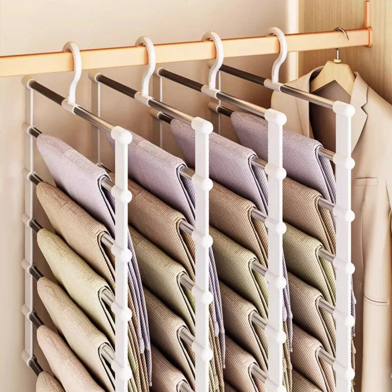 Multi-Layer Pants Hanger – Space-Saving Foldable Trouser Organizer