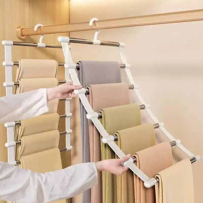 Multi-Layer Pants Hanger – Space-Saving Foldable Trouser Organizer