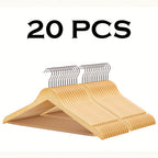 Solid Wood Clothes Hangers, 10/20/30 Pack Champagne Sturdy Wooden Coat Hangers for Jackets, Dresses & Heavy Coats