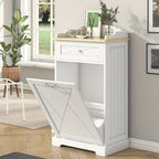 Storage Cabinet 12-Gallon Tilt-Out Trash Bin Enclosure with Top Drawer and Two Color Options