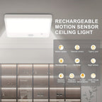 Wireless LED Ceiling Light Motion Sensor Rechargeable Battery Powered 3 Color Temperatures for Home Cooking, Dining and Outdoor Meals