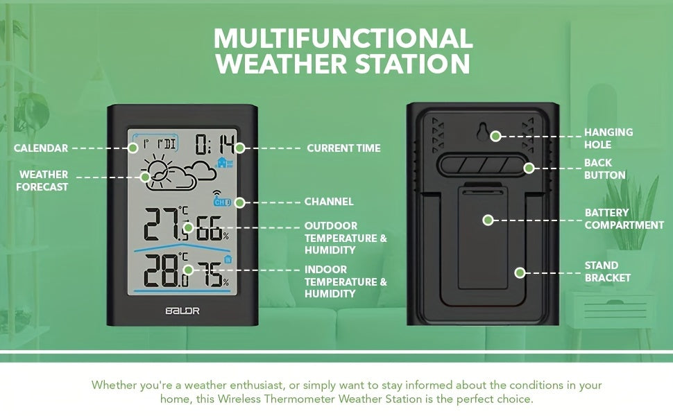 Home Weather Station | Wireless Indoor Outdoor Forecast Alarm Clock