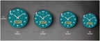 Round Analog Wall Clock with LCD Calendar and Temperature Window, Four Colors and 10- or 12-Inch Sizes