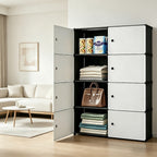 Storage Cabinet Modular Magnetic-Door Organizer with Three or Four Tiers and Two Capacity Options