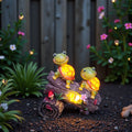 Solar Garden Turtle Statue with 4 LED Lights IP44 Waterproof Resin Frog Face Turtle Figurine Outdoor Decor for Patio Lawn Yard Holiday Festival