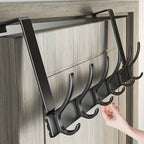 Over Door Hook Hanger with 5-6 Hooks, No Drill Metal Door Organizer for Hats Keys Bags Entryway Bathroom Bedroom