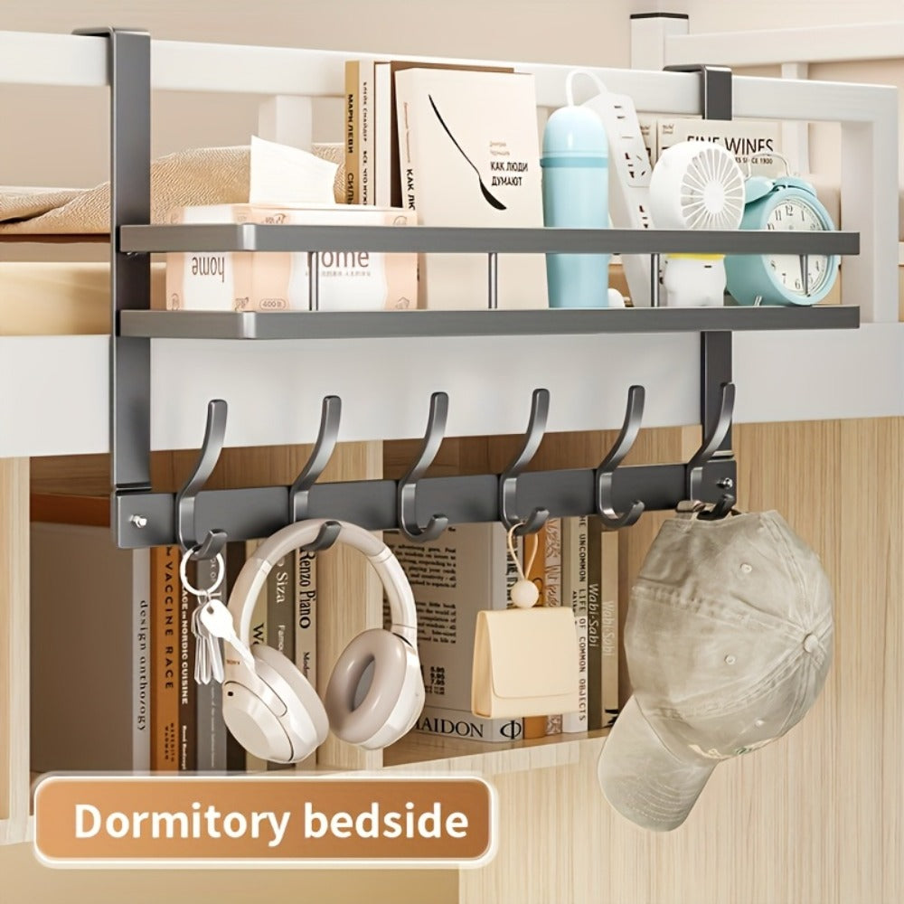 Over-Door Hook Rack with No-Drill Metal Design, Four to Six Hooks and Grey or Black Options for Home Organization