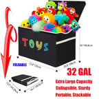 Extra Large Collapsible Kids Storage Chest with Lid, 31.7 Gal Toy Box Organizer Bins for Boys Girls Bedroom Nursery Living Room