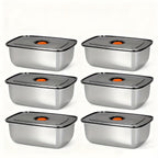 Stainless Steel Food Storage Containers, 6-Pack Airtight Stackable Meal Prep Containers with Lids – 40.58 oz Each, Heavy-Duty Lunch Box Set for Fridge, Freezer, Leftovers, Vegetables, Meat and Pantry
