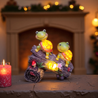 Solar Garden Turtle Statue with 4 LED Lights IP44 Waterproof Resin Frog Face Turtle Figurine Outdoor Decor for Patio Lawn Yard Holiday Festival