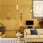 3D Mirror Slat Wall Panel Self-Adhesive Peel and Stick Gold Silver Metallic Grid Wall Sticker, for Entryways, Bedrooms and Living Spaces