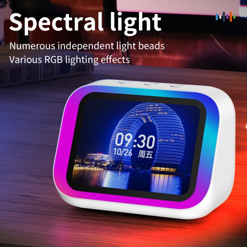 Smart Alarm Clock with AI Voice Assistant & Wireless Speaker - Dynamic RGB Light, Hi-Fi Stereo Sound