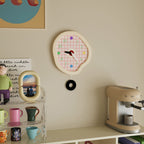 Creamy Gingham Wall Clock