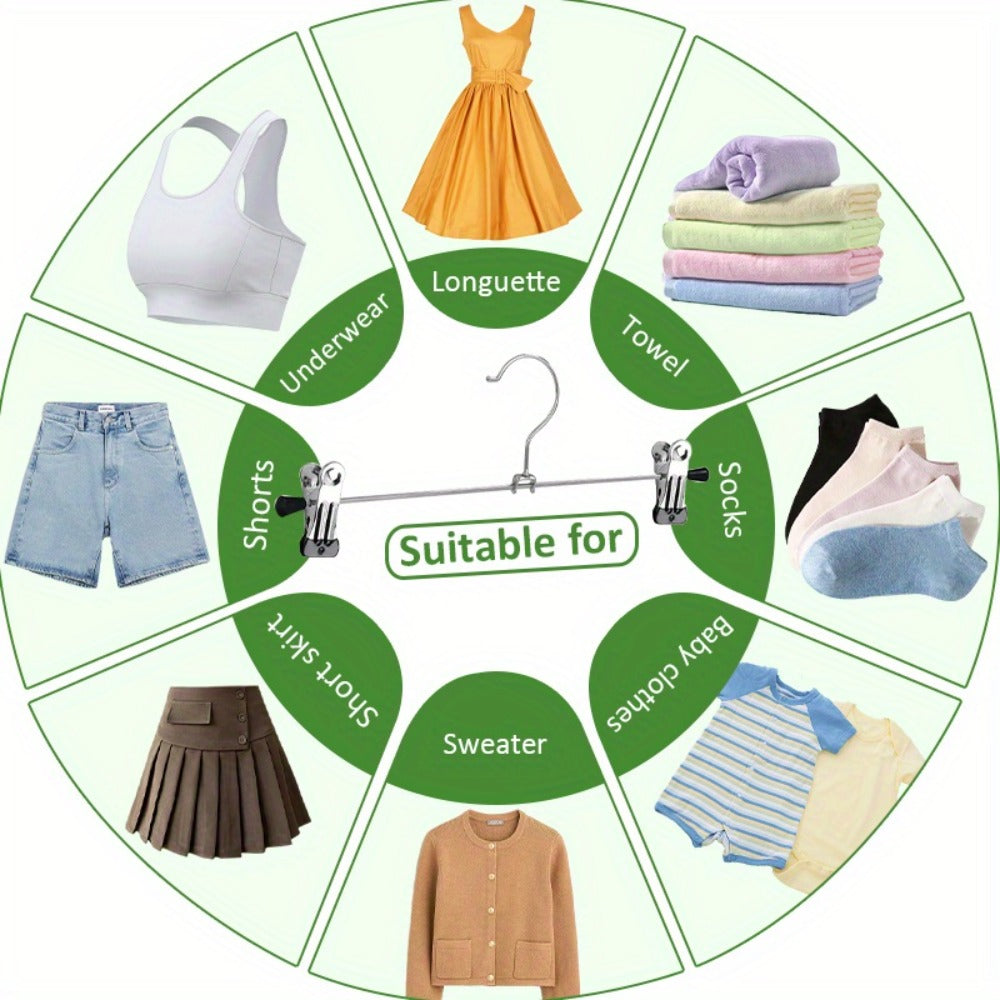 Pants Hangers with Clips 30-Pack – Adjustable Metal Skirt Hangers with 360° Rotatable Clips for Jeans, Trousers, Skirts, Dresses & Ties – Stainless Steel Closet Organizer Hangers