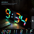 9.7-Inch RGB LED Wall and Desk Clock with Remote, Alarm, Date, Temperature and USB Power Cable