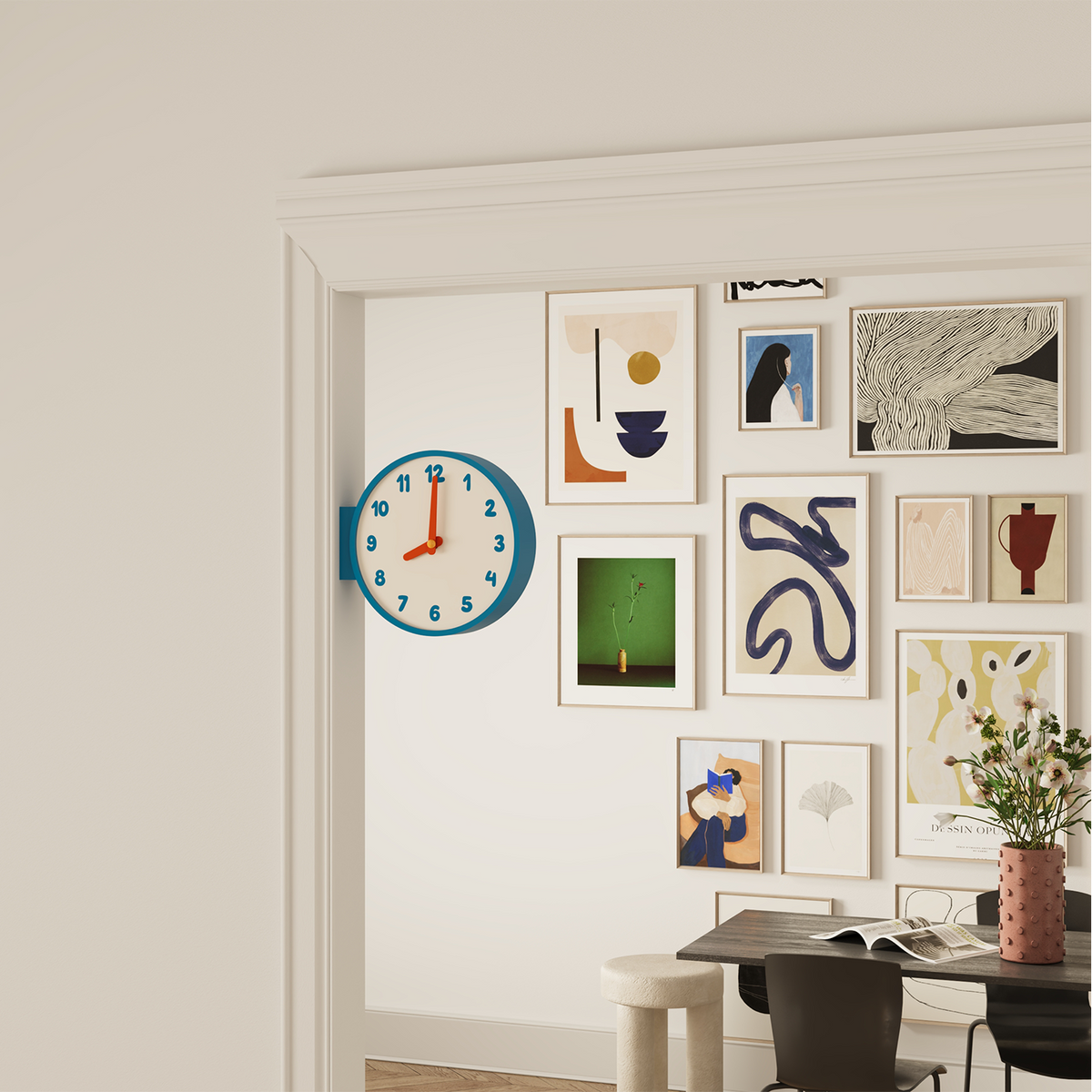 Blue Corner View Clock
