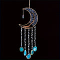 Dreamcatcher Moon Suncatcher Wall Hanging, Handmade Boho Wind Chime Pendant for Indoor Outdoor Garden