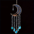 Dreamcatcher Moon Suncatcher Wall Hanging, Handmade Boho Wind Chime Pendant for Indoor Outdoor Garden