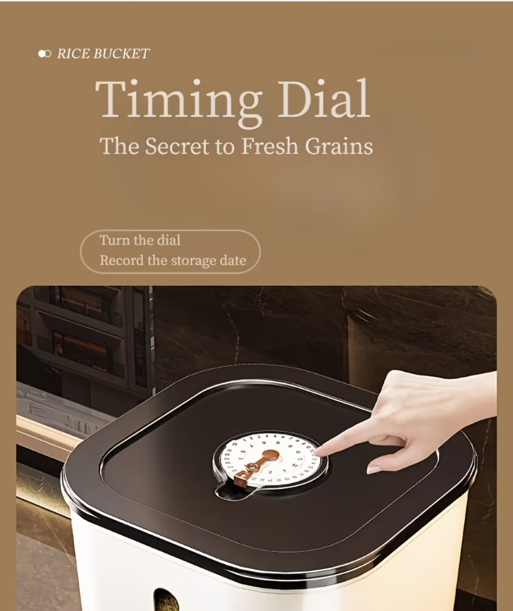 Airtight Rice Container with Measuring Cup, Large Moisture-Proof Rice Dispenser for Rice, Grains