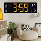 Large Digital Wall Clock 16 Inch LED Color Display, Smart Auto-Dimming 10-Level Brightness, Time Temperature Humidity Monitor