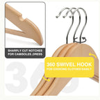 Solid Wood Clothes Hangers, 10/20/30 Pack Champagne Sturdy Wooden Coat Hangers for Jackets, Dresses & Heavy Coats