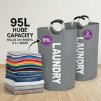 Tall 95L Laundry Basket Set with 14.96 x 31.1-Inch Fabric Bins in Single Gray or Two-Piece Color Options