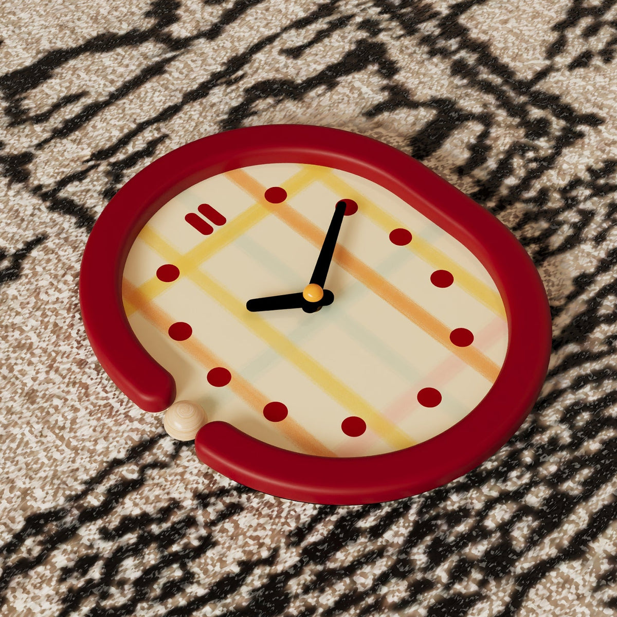 Red Grid Wall Clock