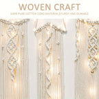 Woven Dream Catcher Wall Decor, Four-Piece Set with Cream Moon, Star and Ring Forms plus Tassels