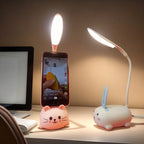 Night Light Mini Animal Desk Lamp with Flexible Neck, USB Rechargeable Power and Five Bunny or Cat Style Options