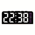 Purple-Accent LED Desk Alarm Clock with Time, Weekday and Date Display, Four Brightness Levels and USB Power