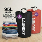 Tall 95L Laundry Basket Set with 14.96 x 31.1-Inch Fabric Bins in Single Gray or Two-Piece Color Options