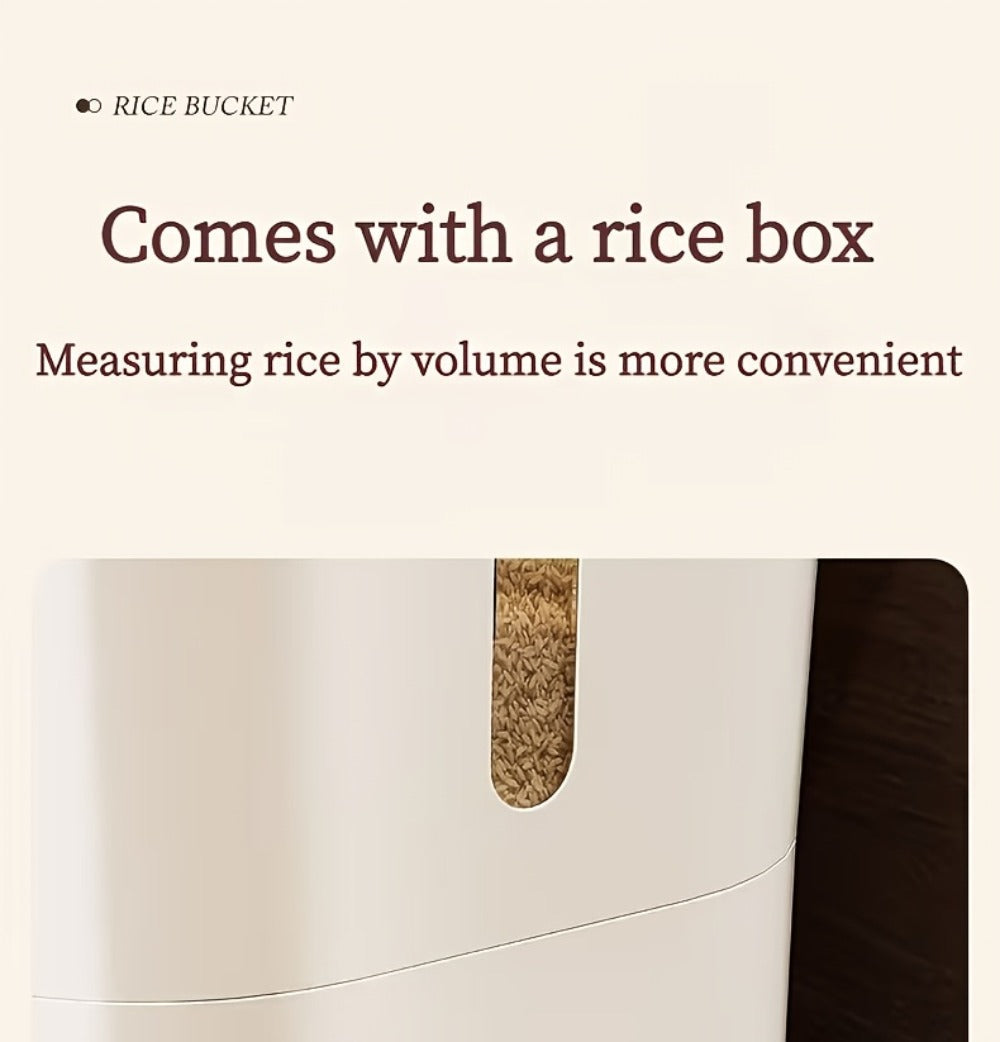 Airtight Rice Container with Measuring Cup, Large Moisture-Proof Rice Dispenser for Rice, Grains