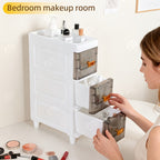 Storage Cabinet Slim PP Drawer Tower with Wheels, Pull-Out Bins and Three, Four or Five Layers