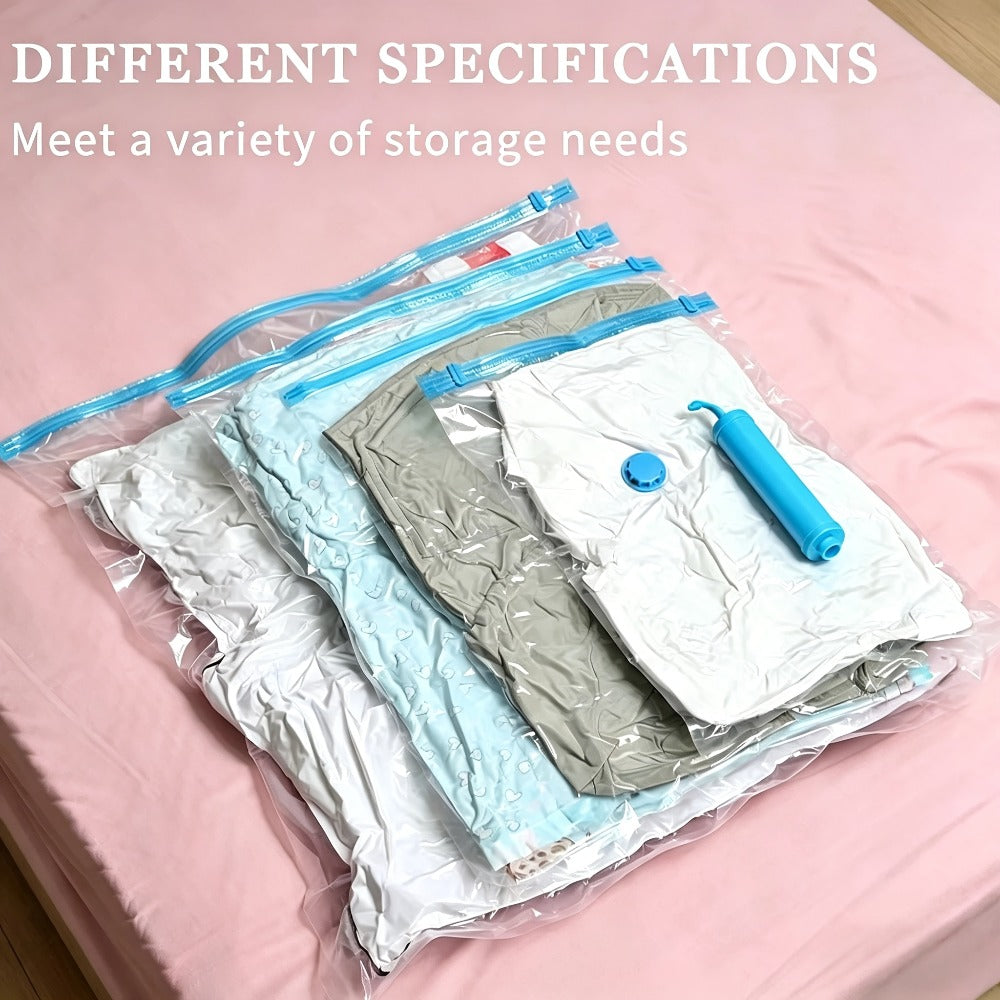 Vacuum Storage Bags with Air Pump, 20-21 Pack Reusable Compression Bags for Clothes, Quilts & Blankets