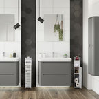 Slim White Bathroom Storage Cabinet with Two-Section PVC Frame, Open Top Shelf and Toilet Paper Storage