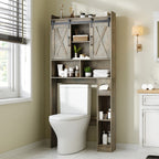 Over-the-Toilet Bathroom Storage Cabinet with 32-Inch Top, Sliding Barn Doors and Nine Color Options