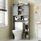 Over-the-Toilet Bathroom Storage Cabinet with 32-Inch Top, Sliding Barn Doors and Nine Color Options