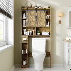 Over-the-Toilet Bathroom Storage Cabinet with 32-Inch Top, Sliding Barn Doors and Nine Color Options