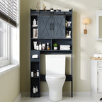 Over-the-Toilet Bathroom Storage Cabinet with 32-Inch Top, Sliding Barn Doors and Nine Color Options