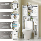 Over-the-Toilet Bathroom Storage Cabinet with 32-Inch Top, Sliding Barn Doors and Nine Color Options