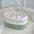 Oval Woven Rope Storage Basket, 14.17 x 9.06 x 6.69 Inches with Braided Handles and Divided Liner