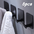 Adhesive Wall Hooks 8-Pack – Stainless Steel No-Drill Towel Hook for Bathroom Kitchen Bedroom Coat Hat Key Holder