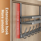Over-Door Hook Rack with No-Drill Metal Design, Four to Six Hooks and Grey or Black Options for Home Organization