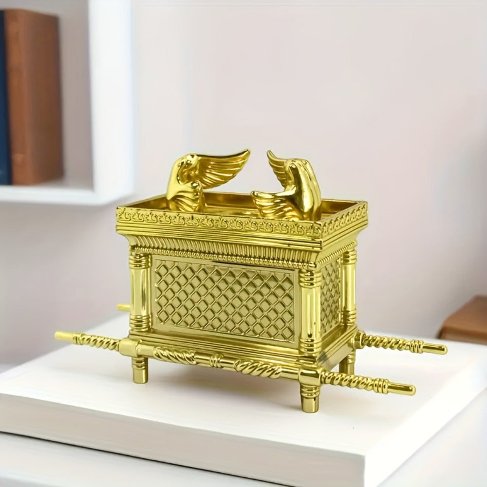 Ark of the Covenant Figurine – Golden Artisan Tabletop Statue, Spiritual Religious Decor for Home & Office, Hanukkah, Easter & Ramadan Gift Ornament, Indoor Outdoor Display, Medium & Large