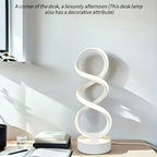 Spiral LED Table Lamp with Dimmable Push-Button Control, Modern Metal Base and Six Black or White Configuration Options