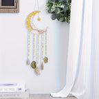 Dreamcatcher Moon Suncatcher Wall Hanging, Handmade Boho Wind Chime Pendant for Indoor Outdoor Garden