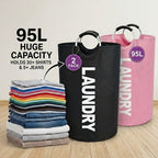 Tall 95L Laundry Basket Set with 14.96 x 31.1-Inch Fabric Bins in Single Gray or Two-Piece Color Options